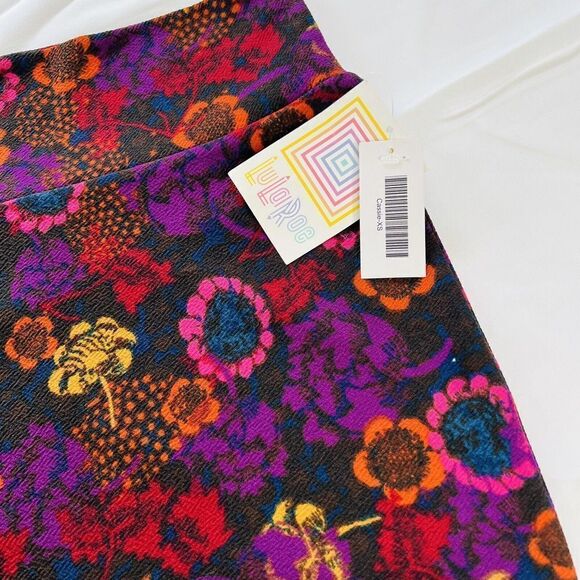 LuLaRoe Cassie Skirt Colorful Floral Flowers Hippie Modest Stretch XS NWT 0721 - Picture 3 of 6